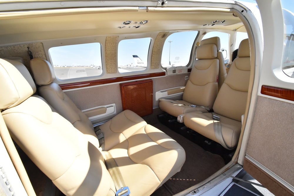 Refurbished airplane interior. Four seats